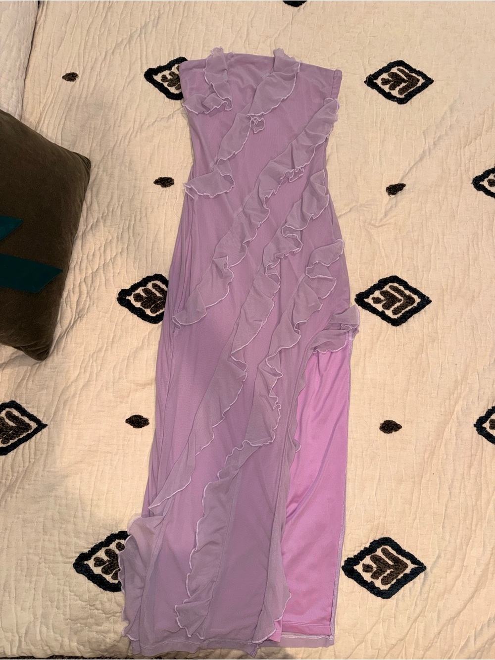 Lilac Ruffle Mesh Slip Dress - Picture 3 of 6